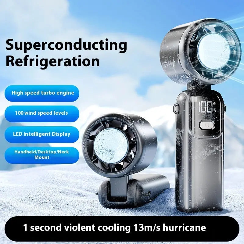 Mini Portable Cooling Fan with Ice Cooling – USB Rechargeable Neck & Handheld Fan Zyloraglobal