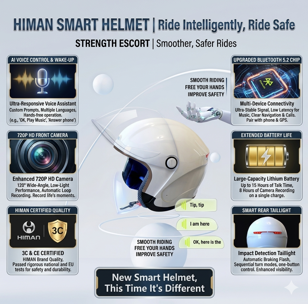 AI Intelligent Voice Bluetooth Motorcycle Helmet with Smart Communication & Safety System Zyloraglobal